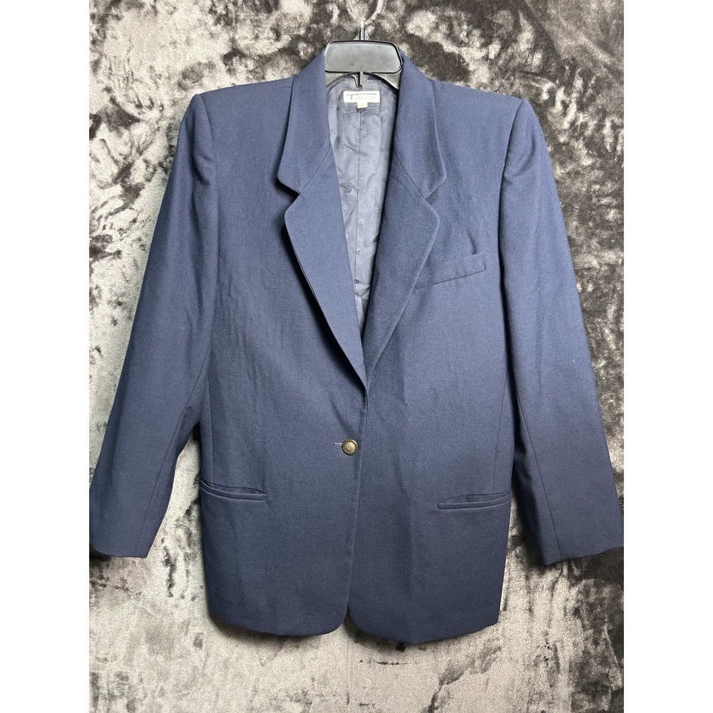 Vintage Talbots Blazer Womens 12 Navy‎ USA Preppy Gold Button Jacket